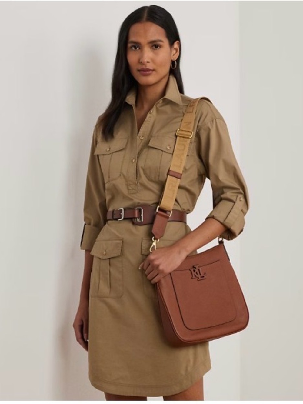 LRL Lauren Ralph Lauren Pebbled Leather Large Cameryn Crossbody